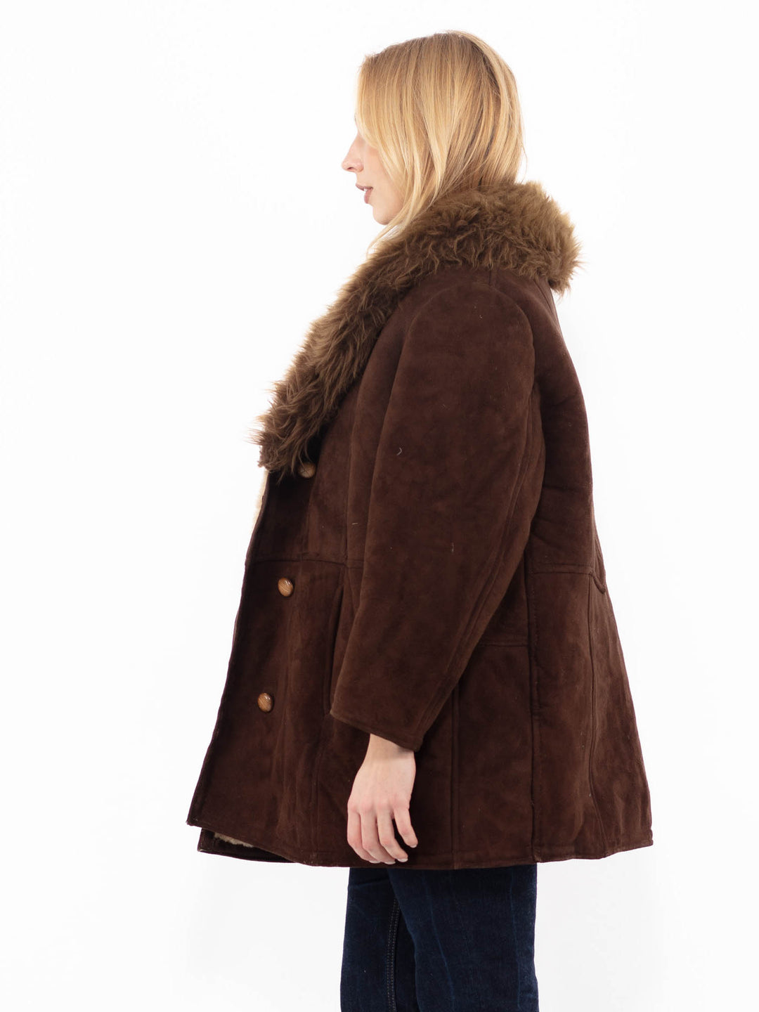 Vintage 70's Women Sheepskin Coat in BrownA1119
