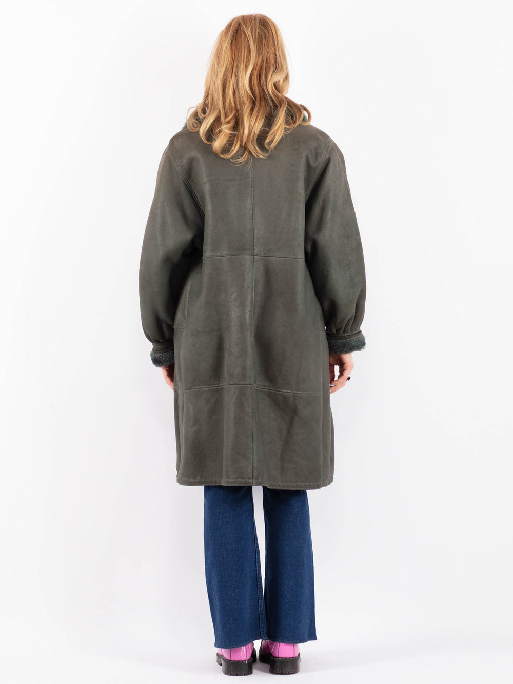 Vintage 70's Women Sheepskin Coat in GreenV9563