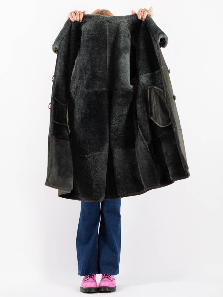 Vintage 70's Women Sheepskin Coat in GreenV9563
