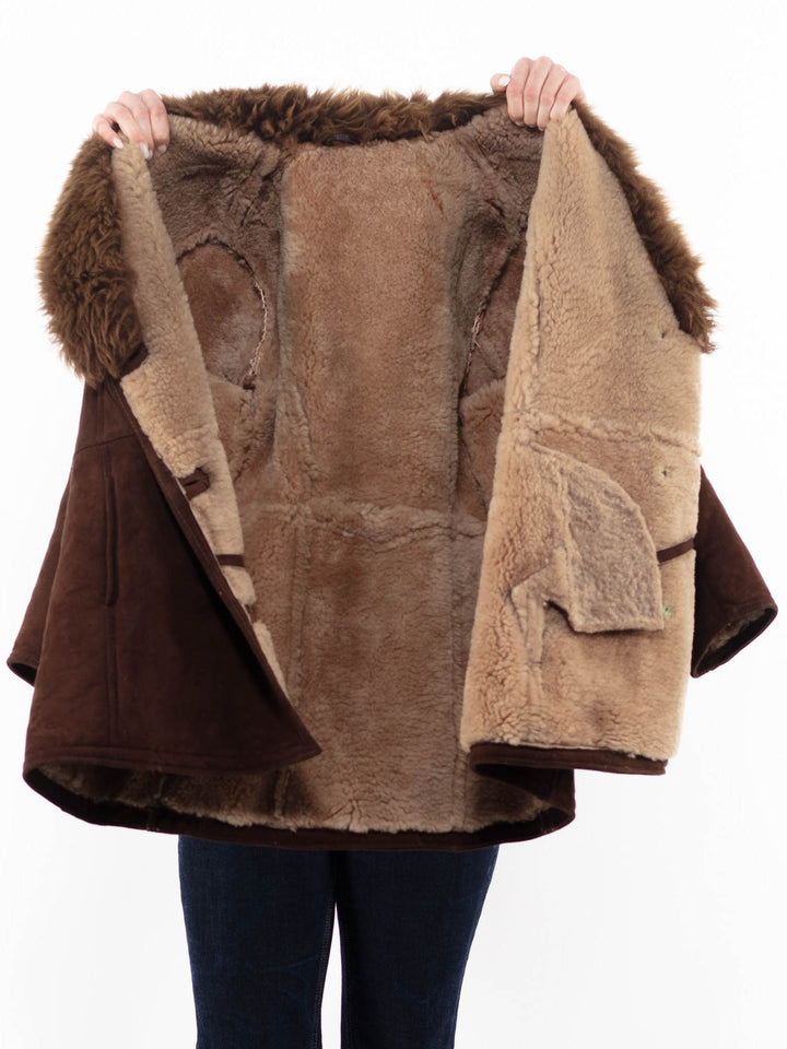 Vintage 70's Women Sheepskin Coat in BrownA1119