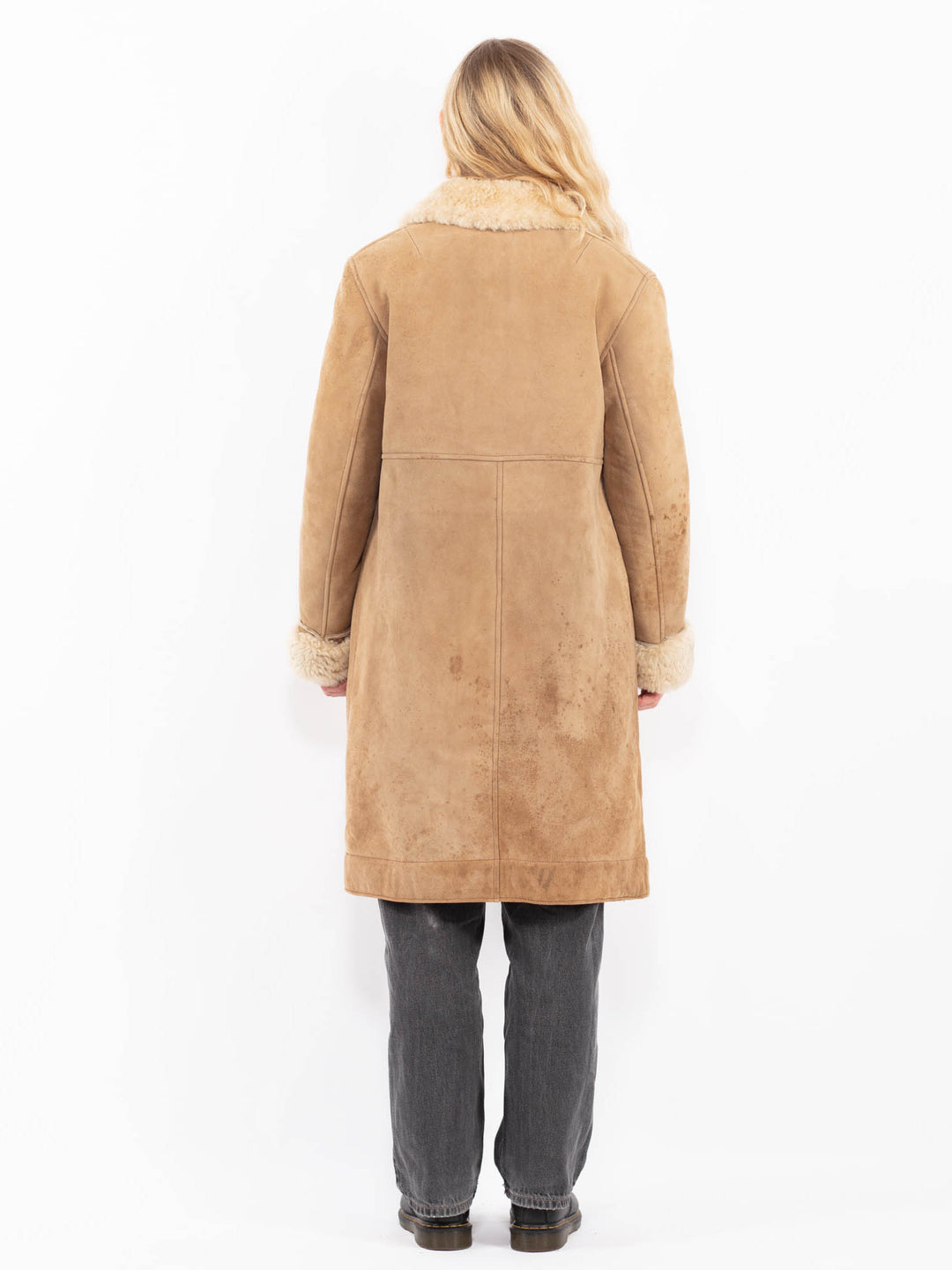 Vintage 70's Women Sheepskin Coat in BeigeA0634