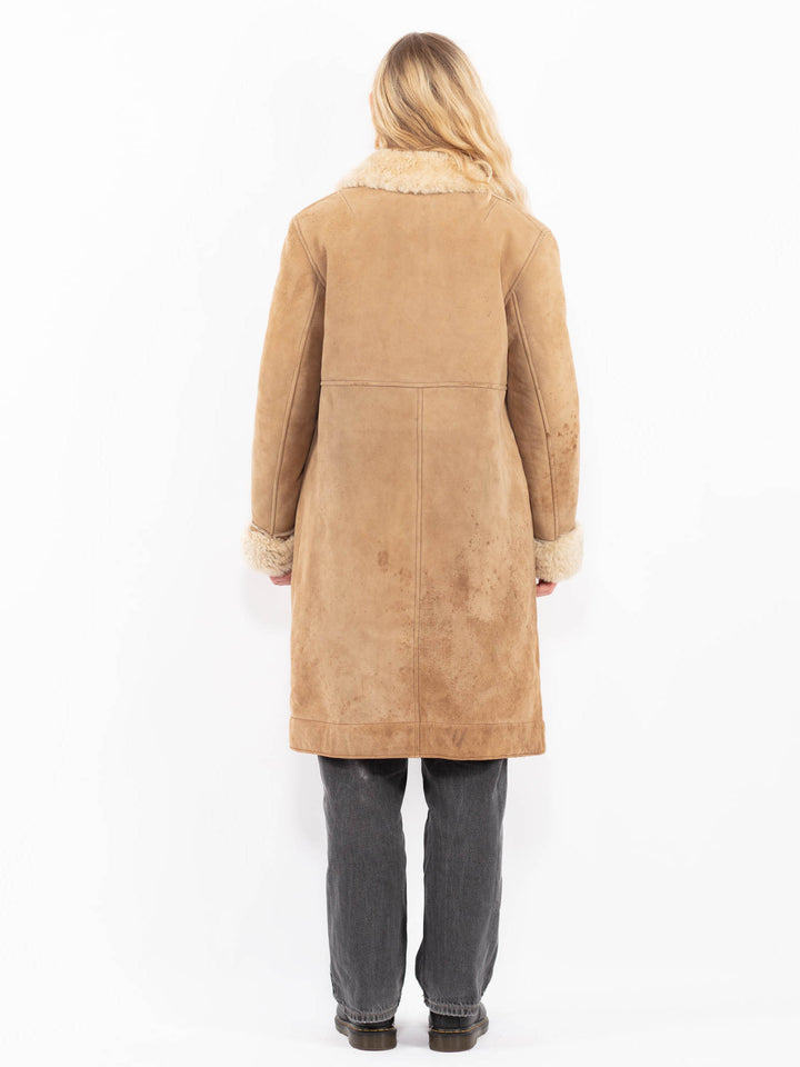 Vintage 70's Women Sheepskin Coat in BeigeA0634
