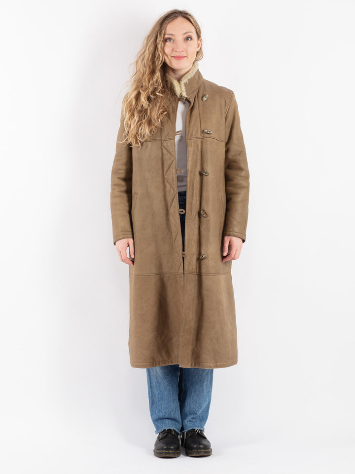Vintage 70's Women Sheepskin Coat in Beige