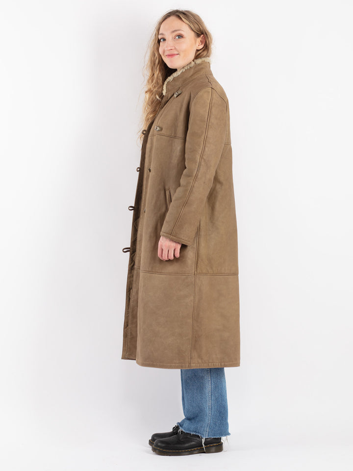 Vintage 70's Women Sheepskin Coat in Beige