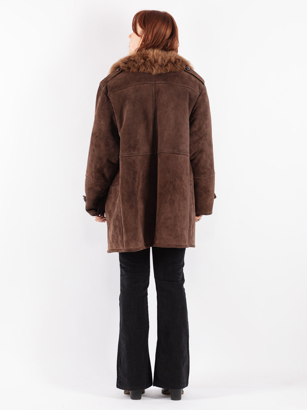 Vintage 70's Women Sheepskin Shearling Coat in Brown