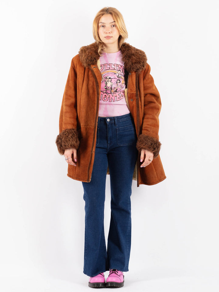 Vintage 70's Women Sheepskin Coat in BrownV9564