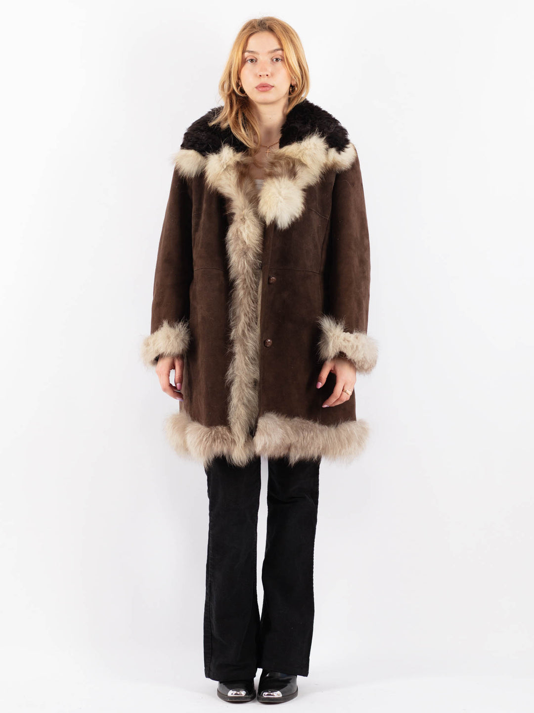 Vintage 70's Women Sheepskin Coat in BrownV9667