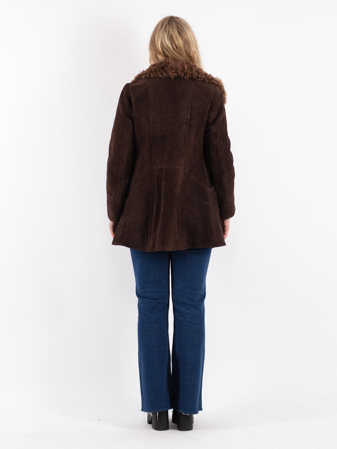 Vintage 70's Women Sheepskin Shearling Coat in Brown
