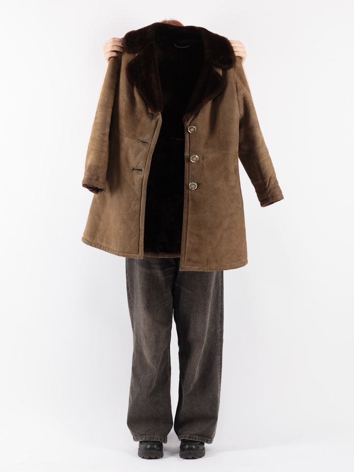 Vintage 70's Women Sheepskin Coat in BeigeV8488