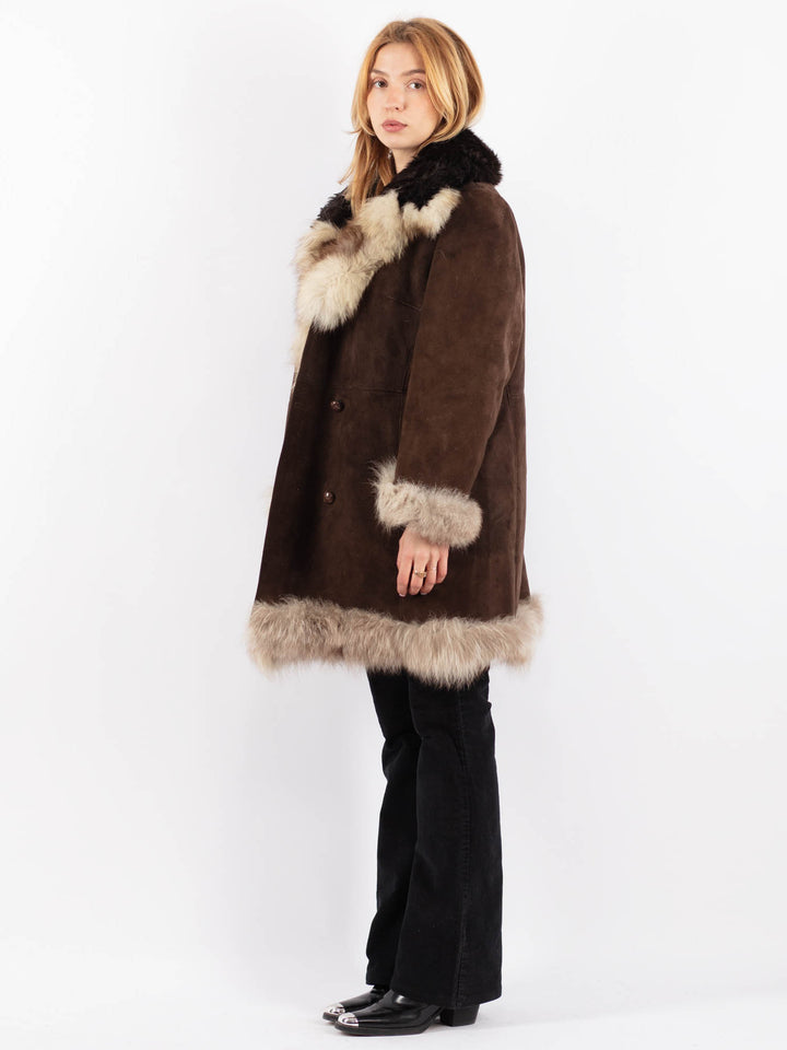 Vintage 70's Women Sheepskin Coat in BrownV9667