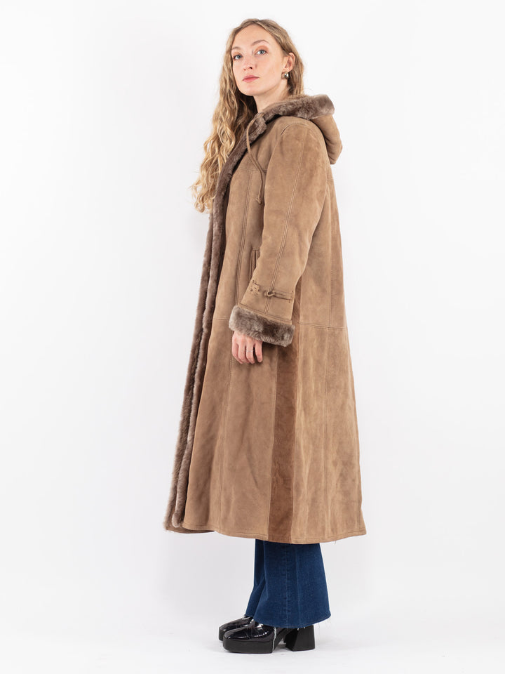Vintage 70's Women Sheepskin Coat in Beige