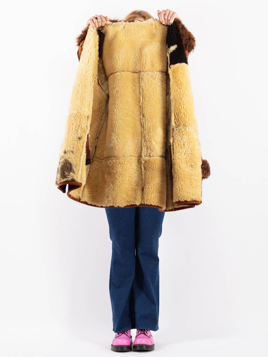 Vintage 70's Women Sheepskin Coat in BrownV9564