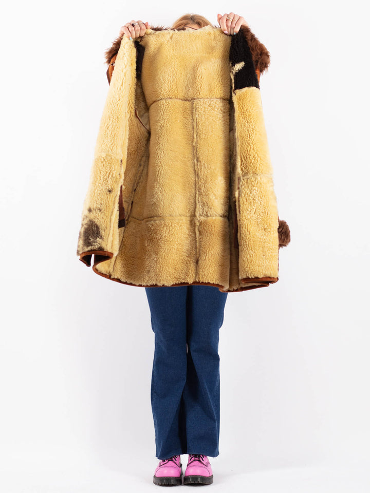 Vintage 70's Women Sheepskin Coat in BrownV9564