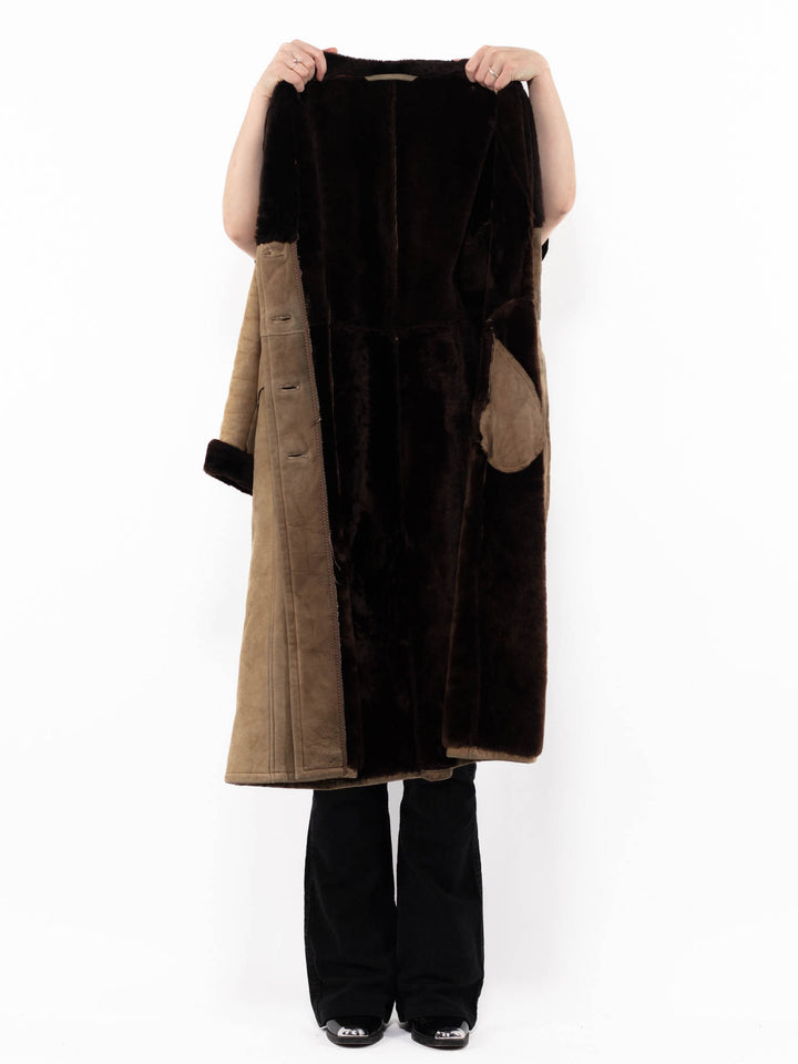 Vintage 70's Women Sheepskin Coat in BeigeA0918