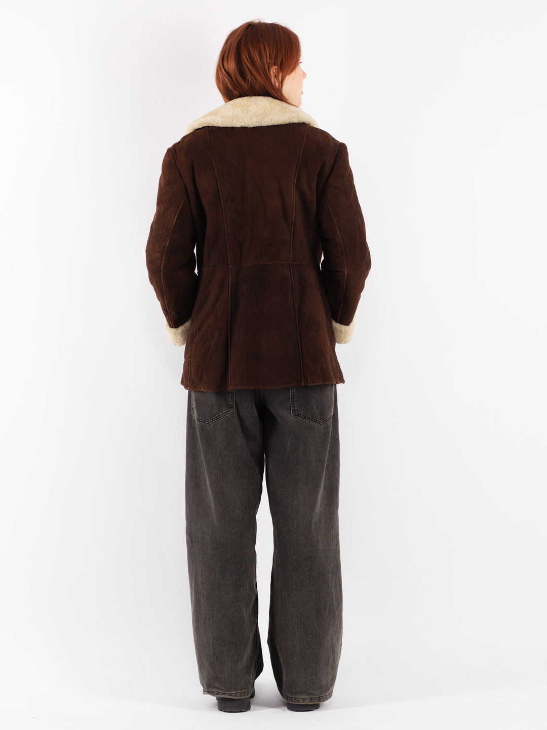 Vintage 70's Women Sheepskin Coat in Brown