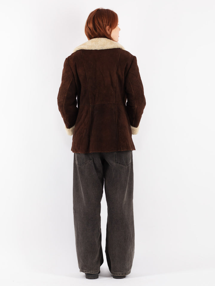 Vintage 70's Women Sheepskin Coat in Brown