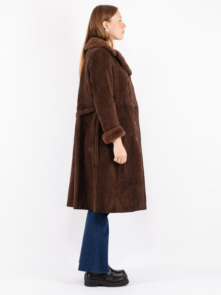 Vintage 70's Women Sheepskin Coat in Brown