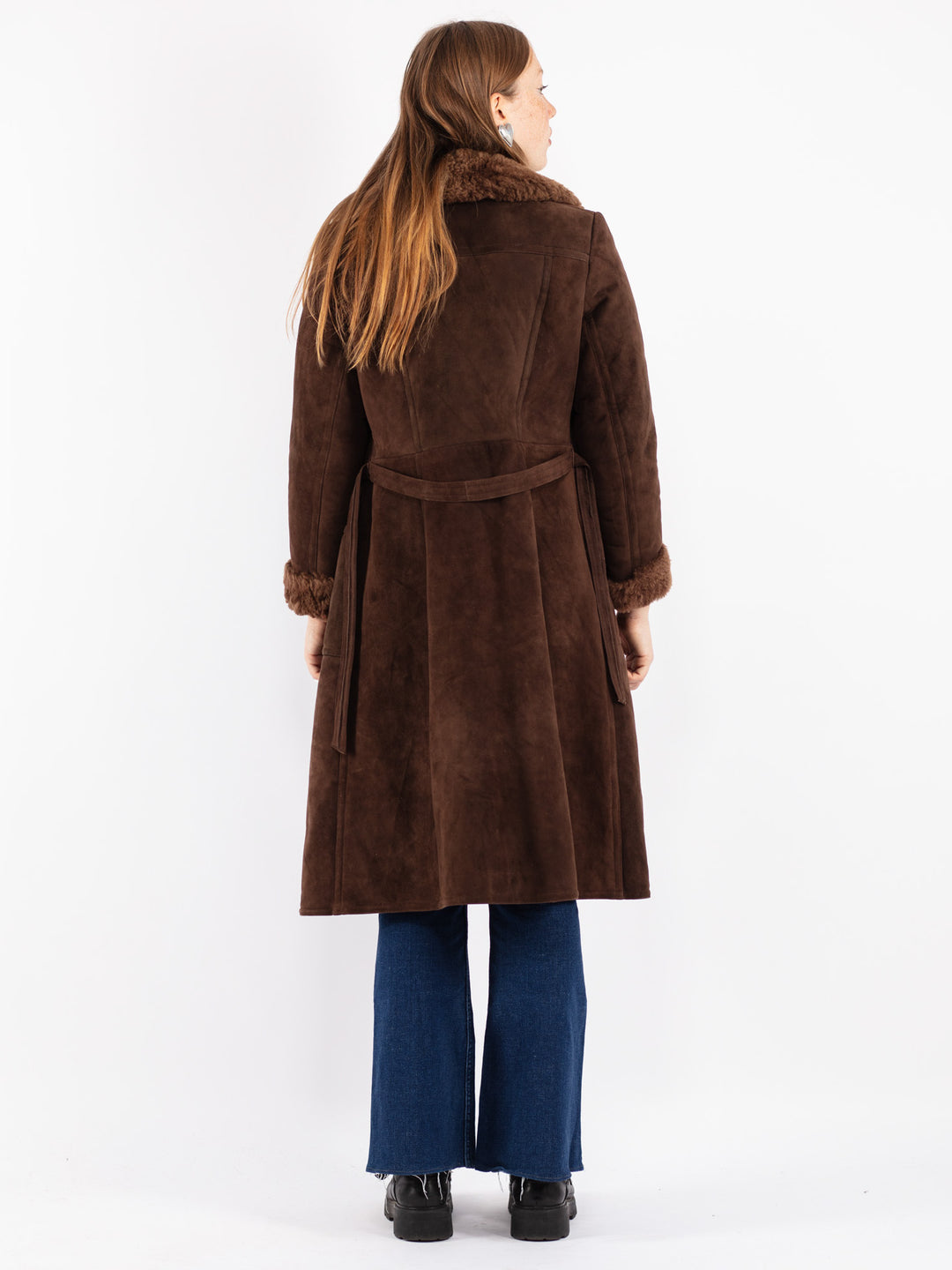 Vintage 70's Women Sheepskin Coat in Brown
