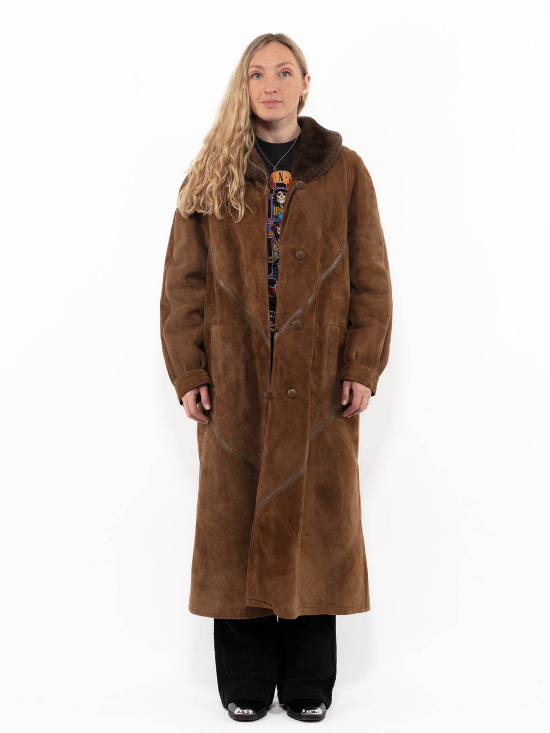 Vintage 70's Women Sheepskin Coat in BrownA0922