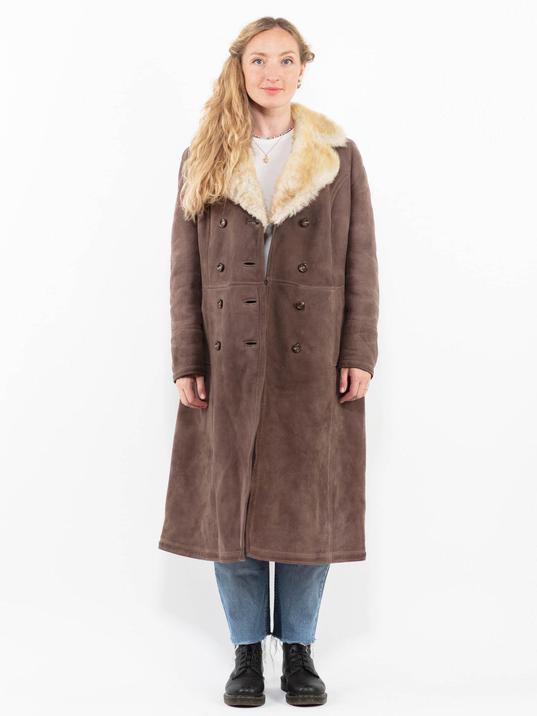 Vintage 70's Women Sheepskin Coat in BrownA0295