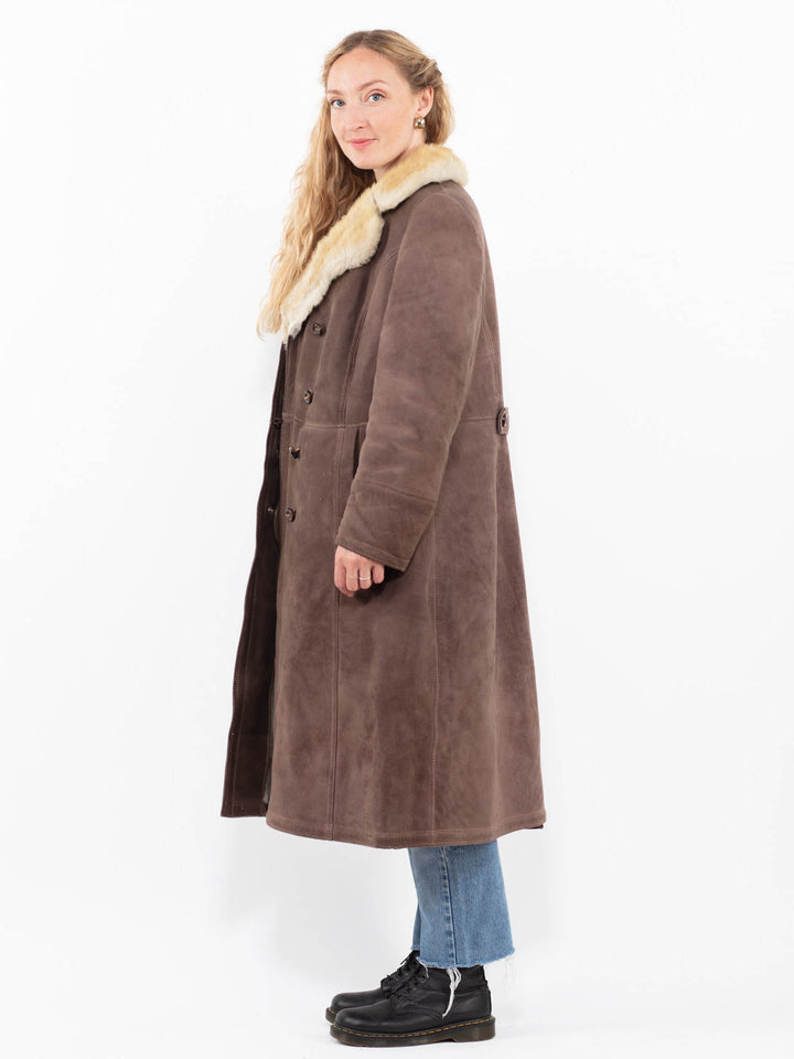 Vintage 70's Women Sheepskin Coat in BrownA0295