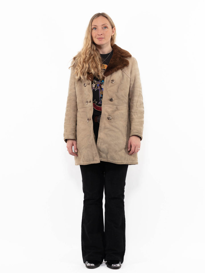 Vintage 70's Women Sheepskin Coat in BeigeA0923