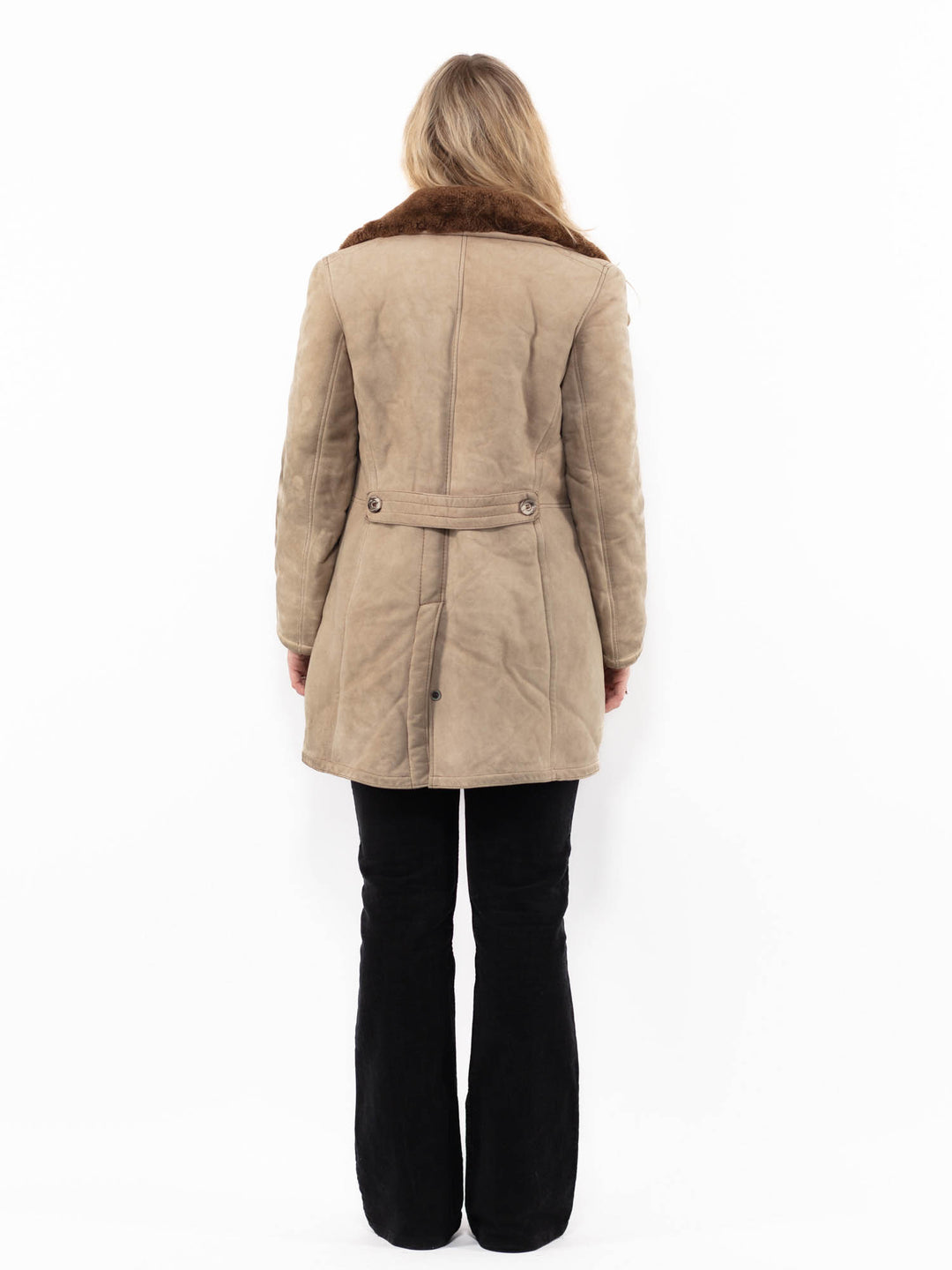 Vintage 70's Women Sheepskin Coat in BeigeA0923
