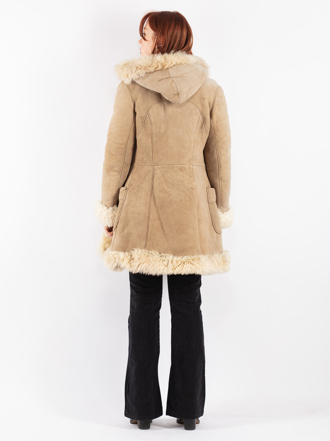 Vintage 70's Women Sheepskin Coat in Beige