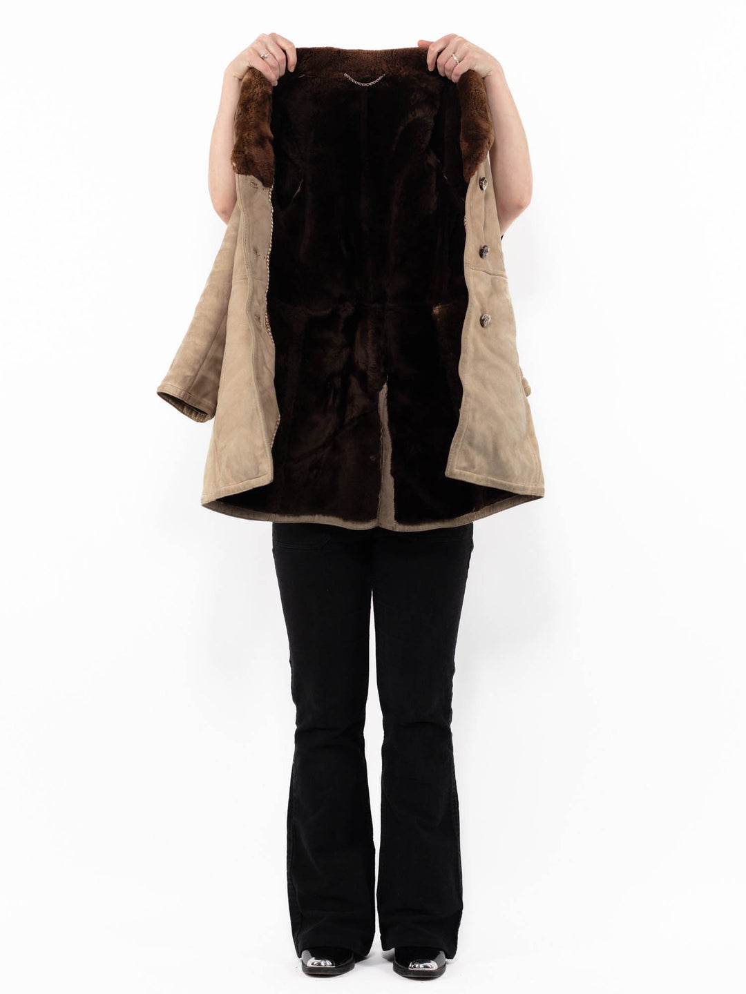 Vintage 70's Women Sheepskin Coat in BeigeA0923