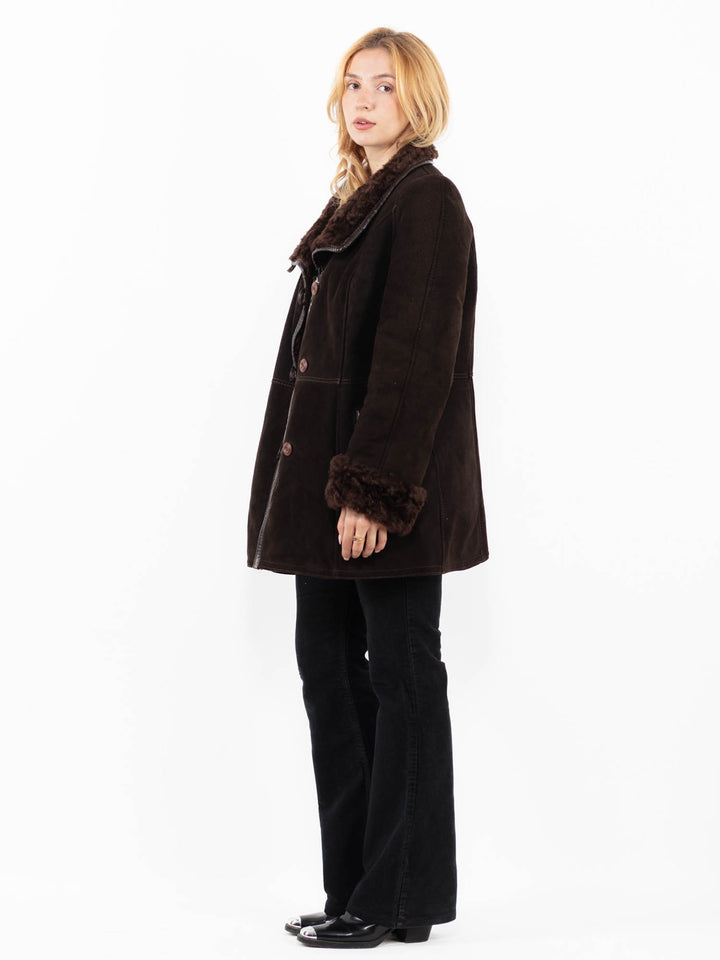 Vintage 70's Women Sheepskin Coat in BrownA0192
