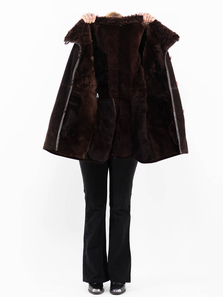 Vintage 70's Women Sheepskin Coat in BrownA0192
