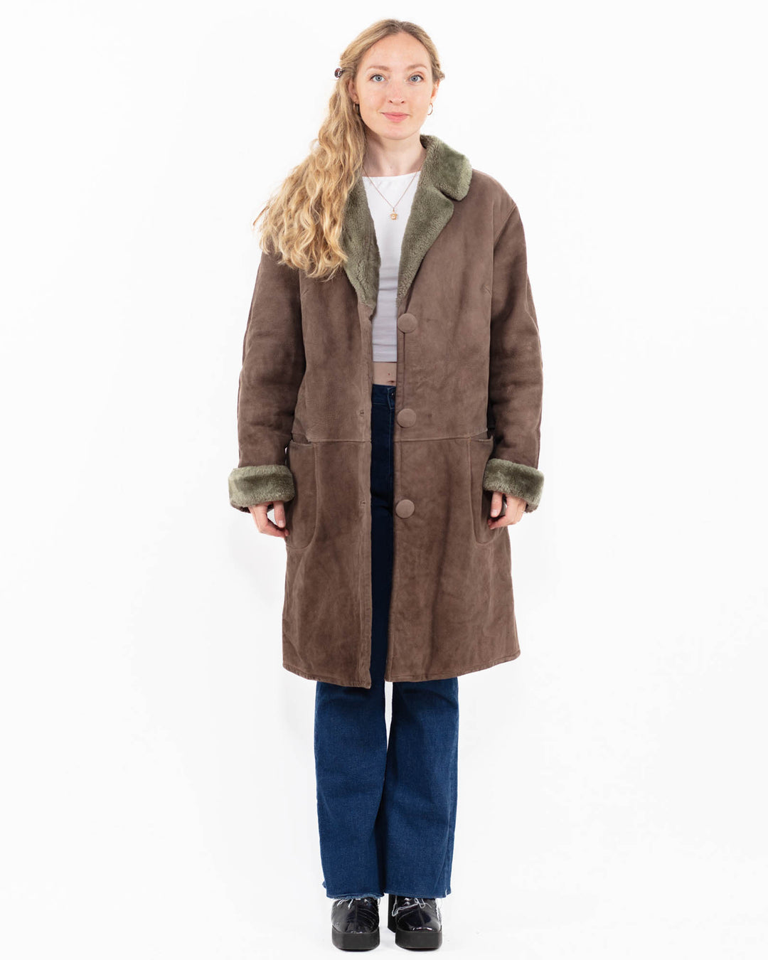 Vintage 70's Women Sheepskin Coat in BrownV9996
