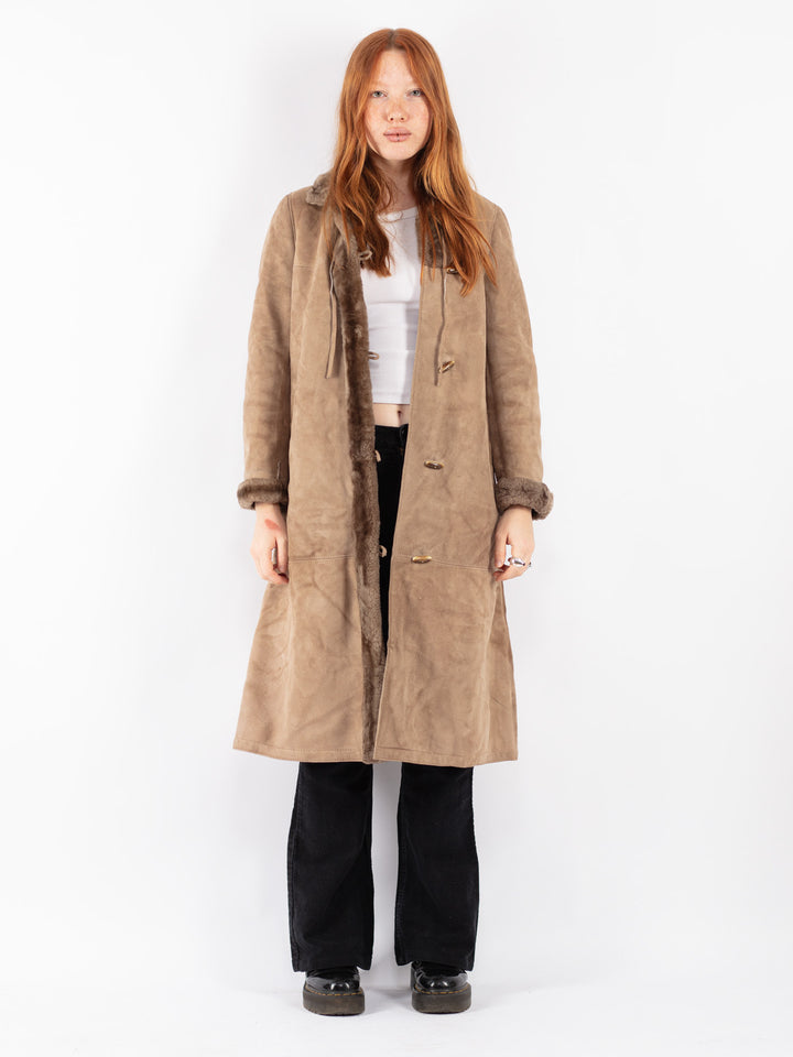 Vintage 70's Women Sheepskin Coat in Beige