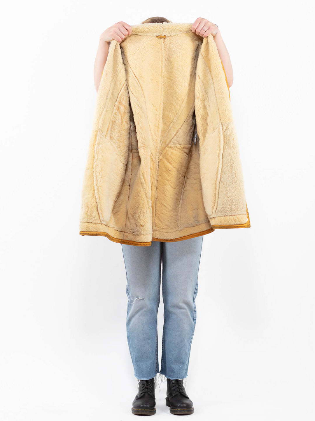 Vintage 70's Women Sheepskin Coat in YellowA0298