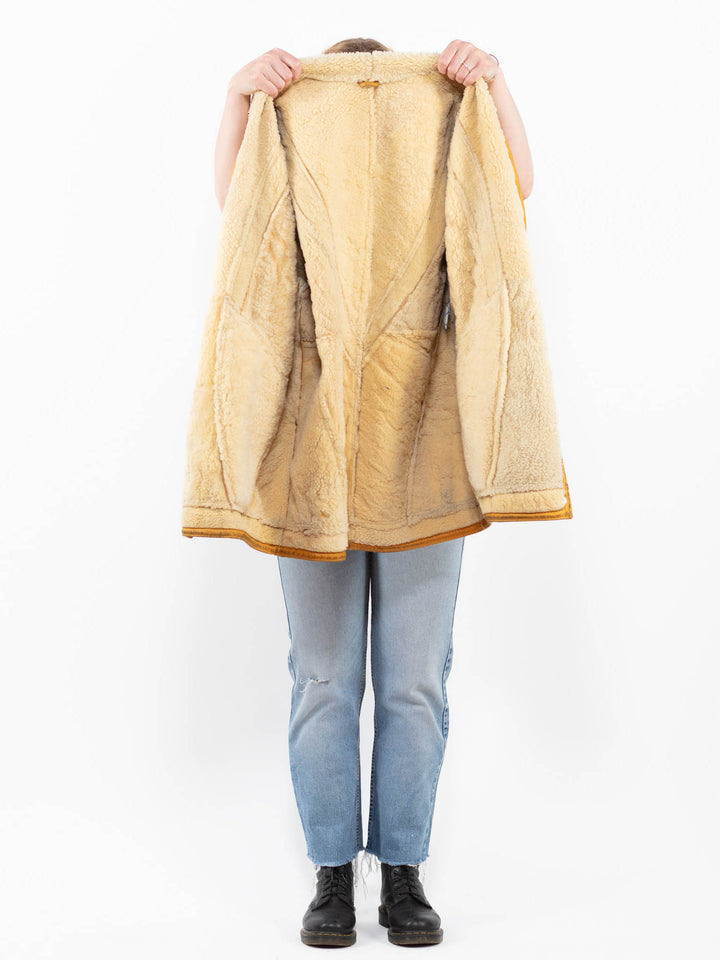 Vintage 70's Women Sheepskin Coat in YellowA0298
