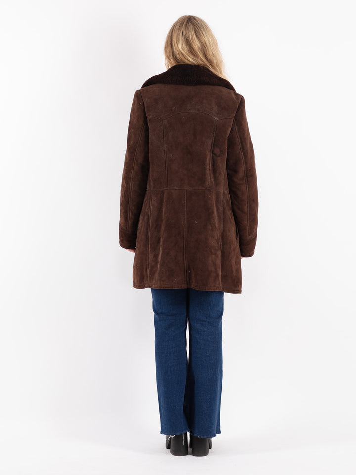 Vintage 70's Women Sheepskin Coat in Brown