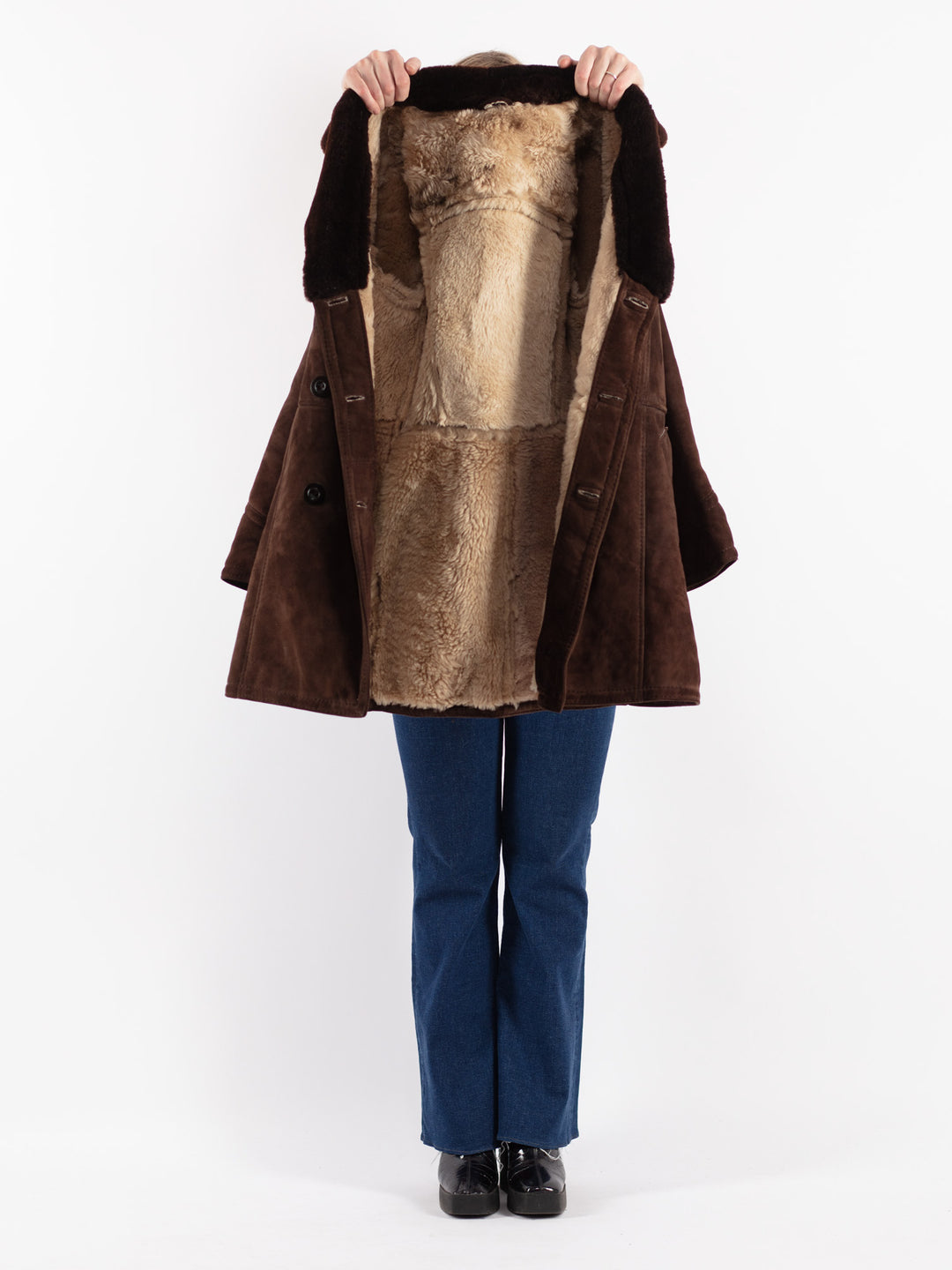 Vintage 70's Women Sheepskin Coat in Brown