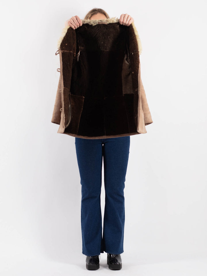 Vintage 70's Women Sheepskin Coat in BeigeV9162