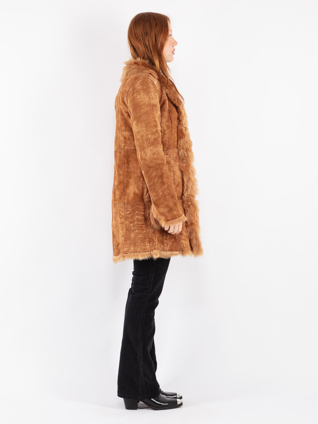 Vintage 70's Women Sheepskin Coat in Brown