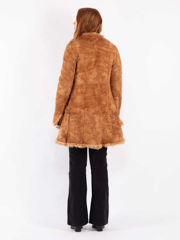 Vintage 70's Women Sheepskin Coat in Brown
