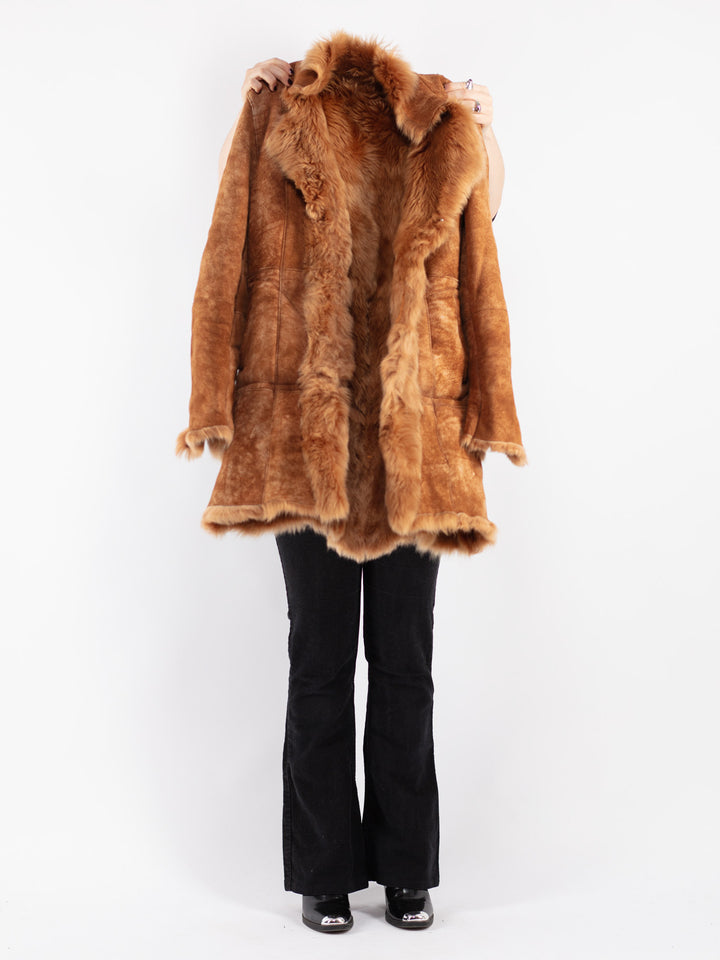 Vintage 70's Women Sheepskin Coat in Brown