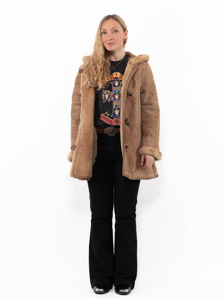 Vintage 70's Women Sheepskin Coat in BeigeA0928