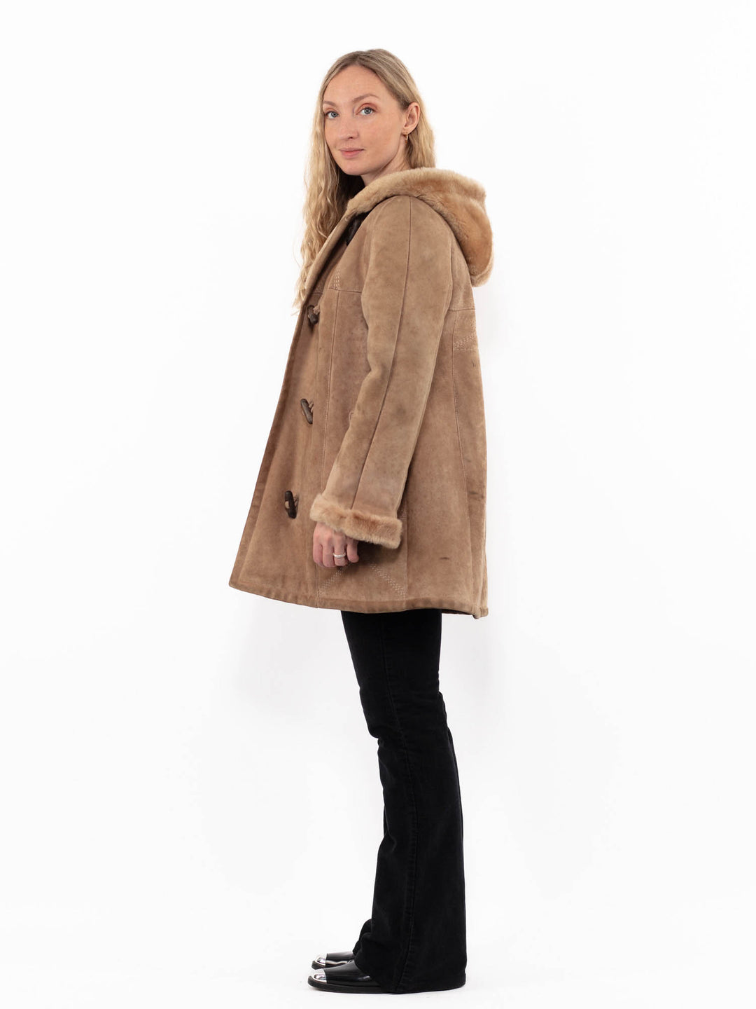 Vintage 70's Women Sheepskin Coat in BeigeA0928