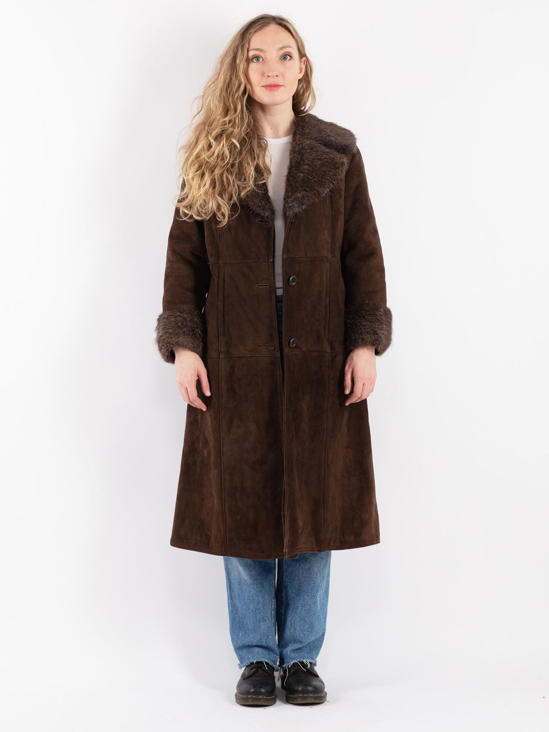 Vintage 70's Women Sheepskin Coat in Brown