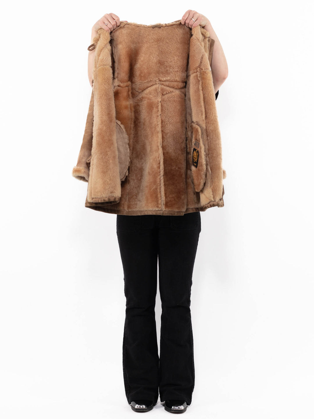 Vintage 70's Women Sheepskin Coat in BeigeA0928