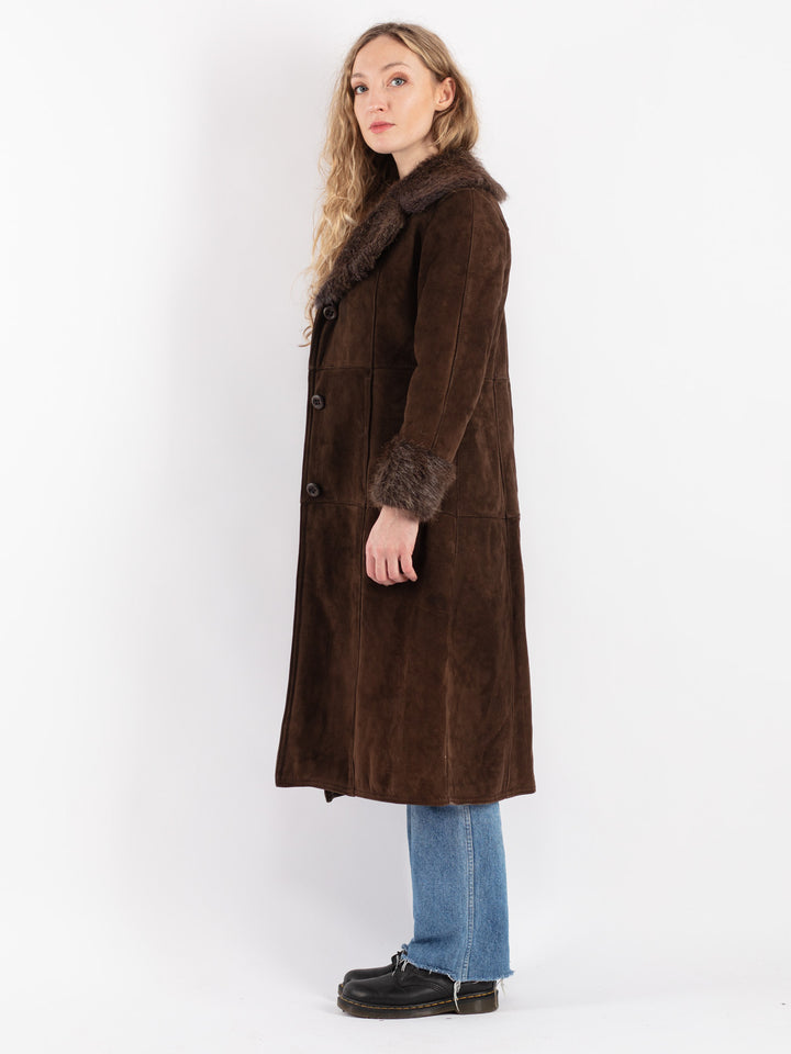 Vintage 70's Women Sheepskin Coat in Brown