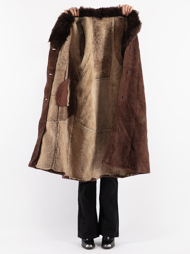 Vintage 70's Women Sheepskin Coat in Brown