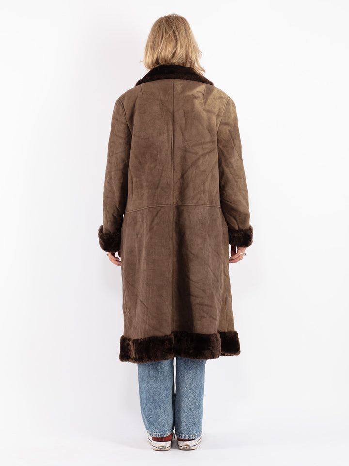 Vintage 70's Women Sheepskin Coat in Brown