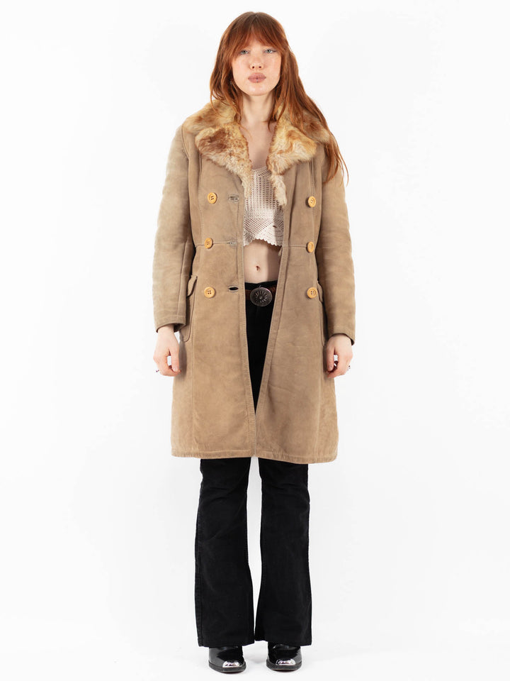 Vintage 70's Women Sheepskin Coat in BeigeV9800