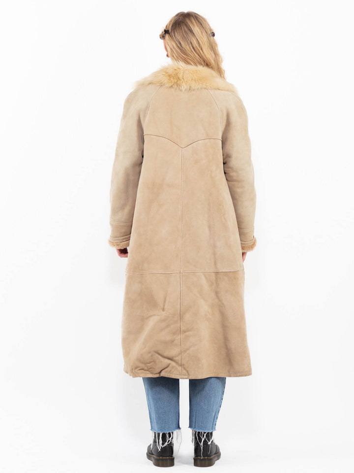 Vintage 70's Women Sheepskin Coat in BeigeA0303